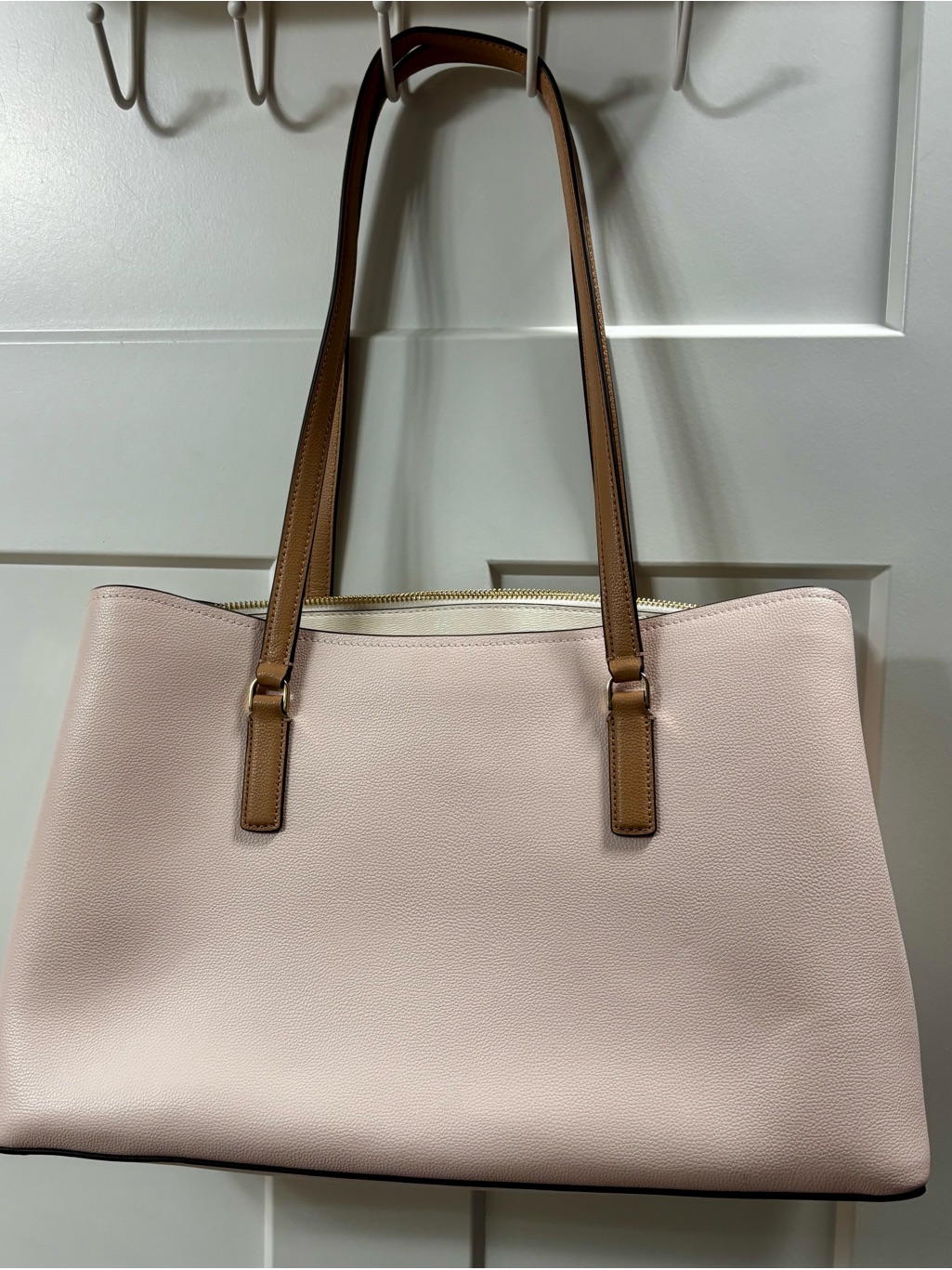 Women’s Tote Bag - Light Pink With Tan Straps